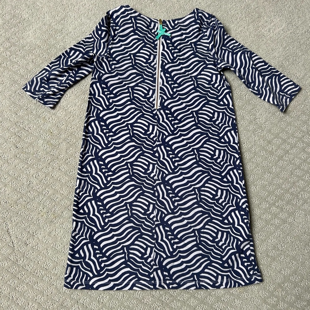 Vineyard Vines Girls Navy and White Patterned Dress